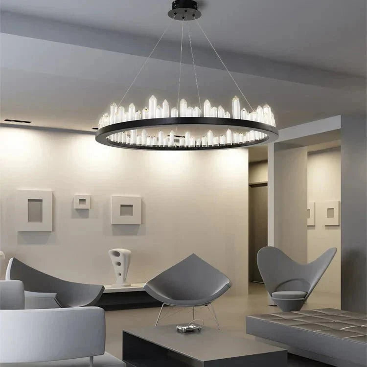 Leti Crystal Round Chandelier - 16"D60”Bronzecasivra