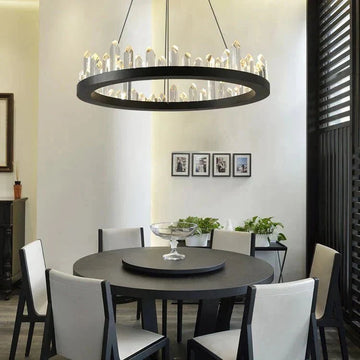 Leti Crystal Round Chandelier - 16"D60”Bronzecasivra
