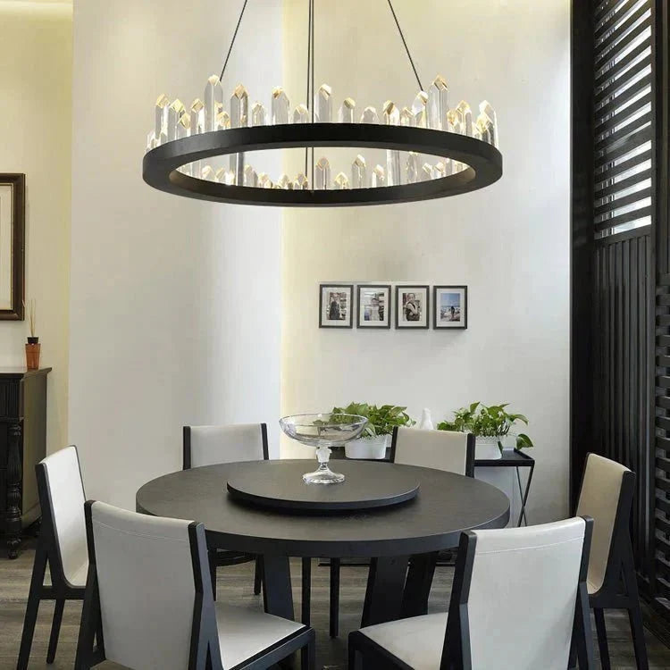 Leti Crystal Round Chandelier - 16"D60”Bronzecasivra