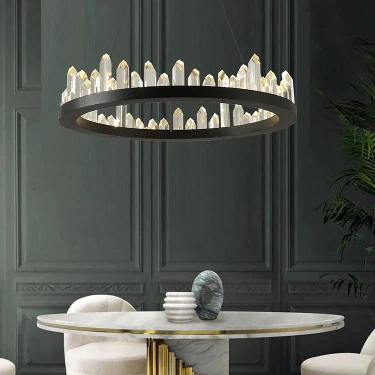 Leti Crystal Round Chandelier - 16"D60”Bronzecasivra