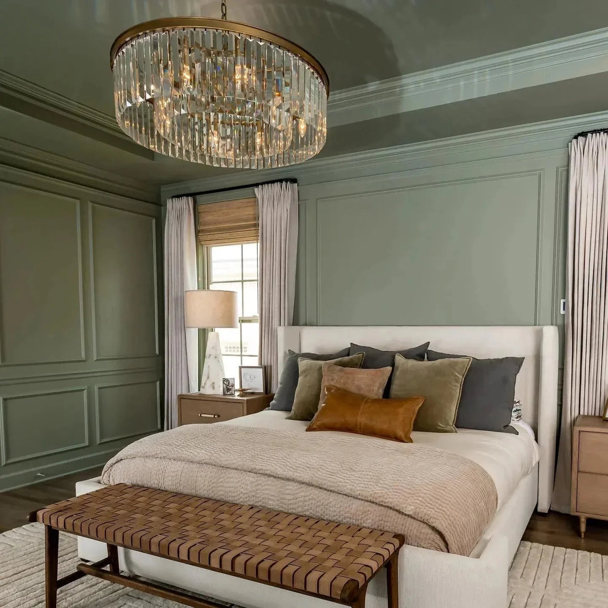 Langley Crystal Round Chandelier in black by Blush Lighting