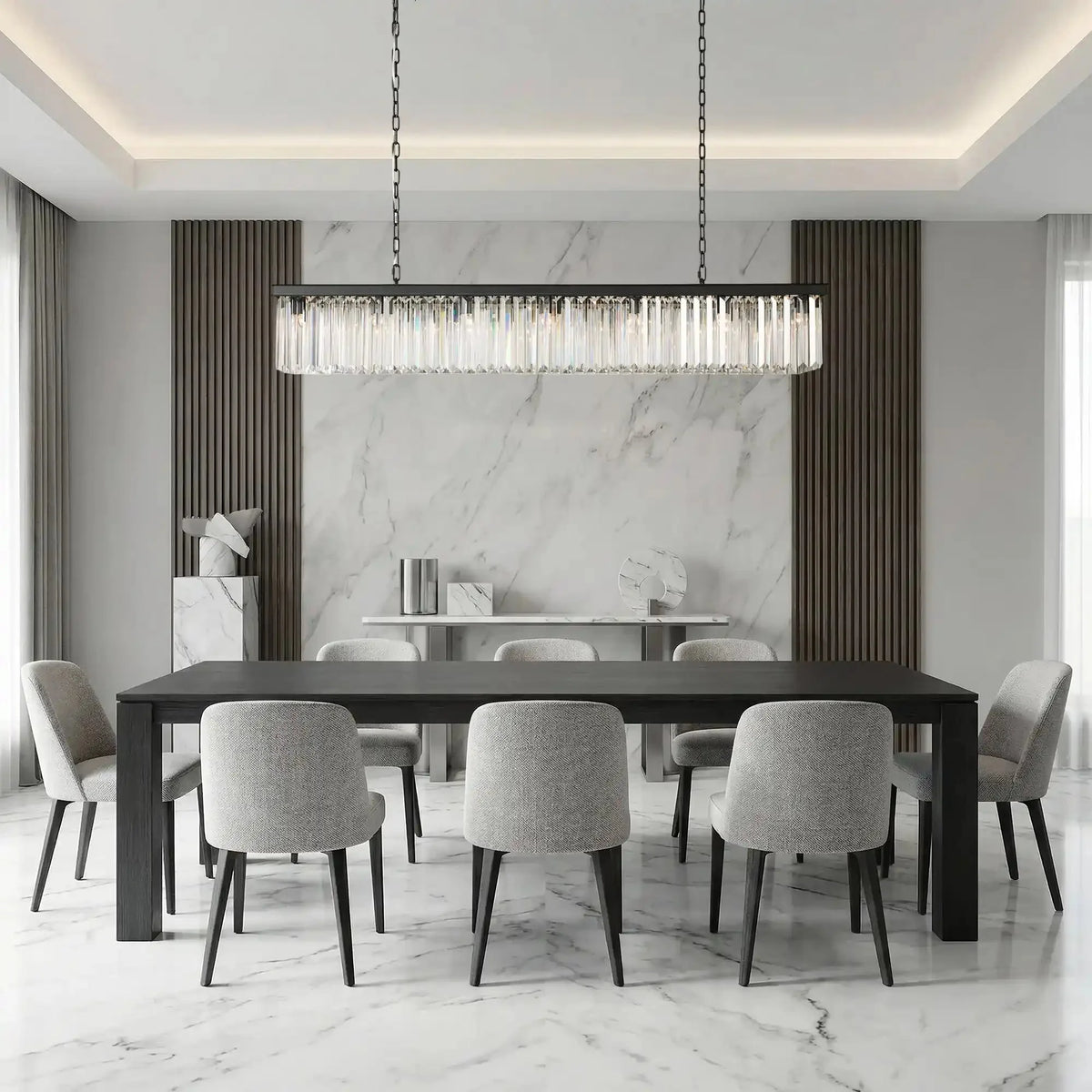 Langley Rectangular Chandelier 60''72'' in bronze by Blush Lighting