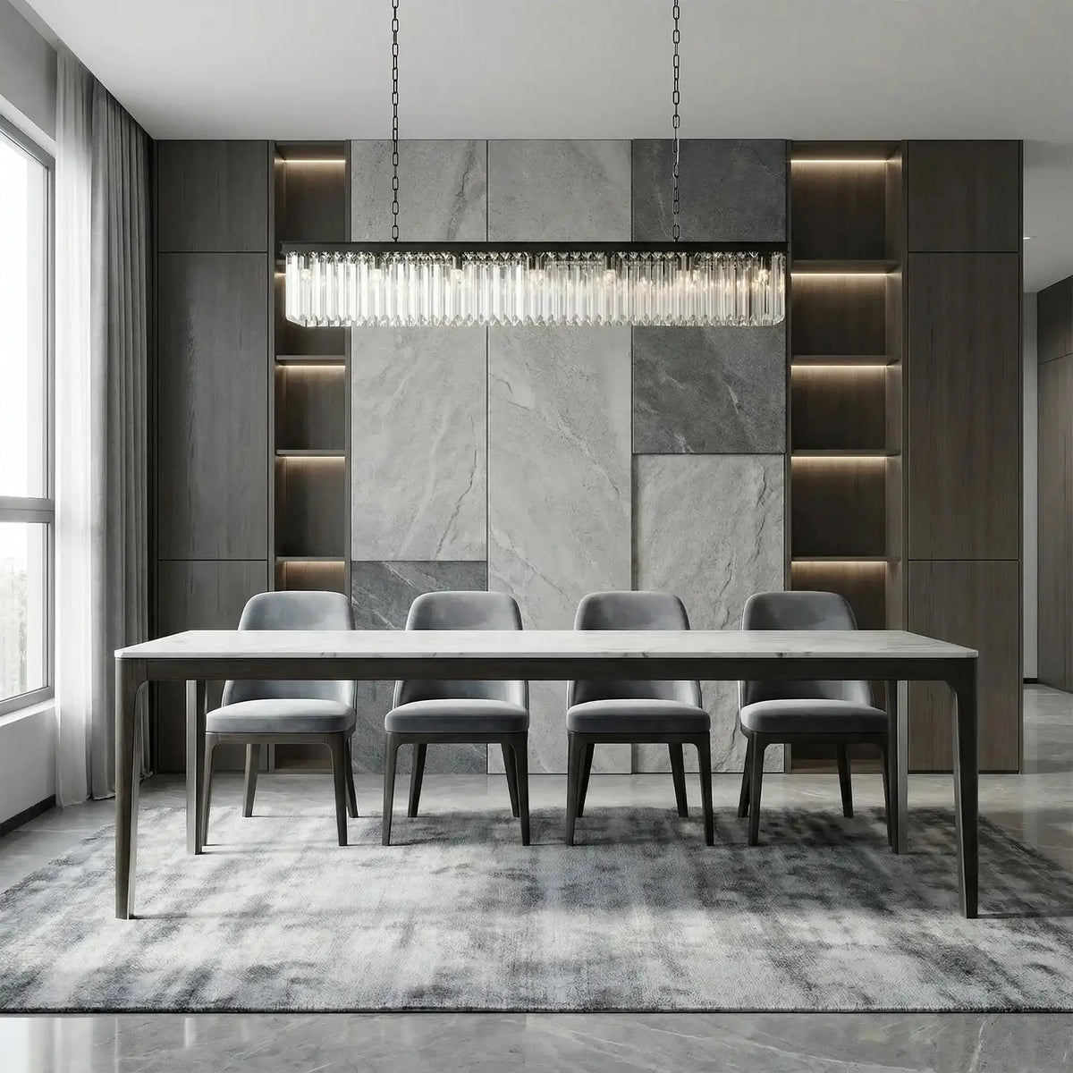 Langley Rectangular Chandelier 60''72'' - bronze finish, modern home lighting