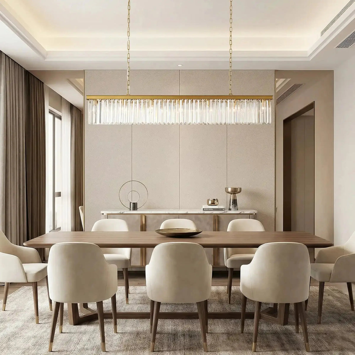 Langley Rectangular Chandelier 60''72'' in bronze - modern dining room lighting