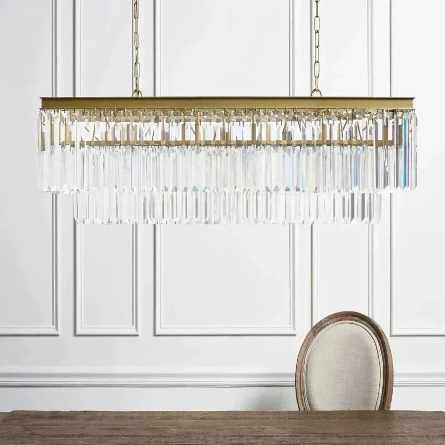 Langley Tiered Rectangular Chandelier - black finish, modern home lighting