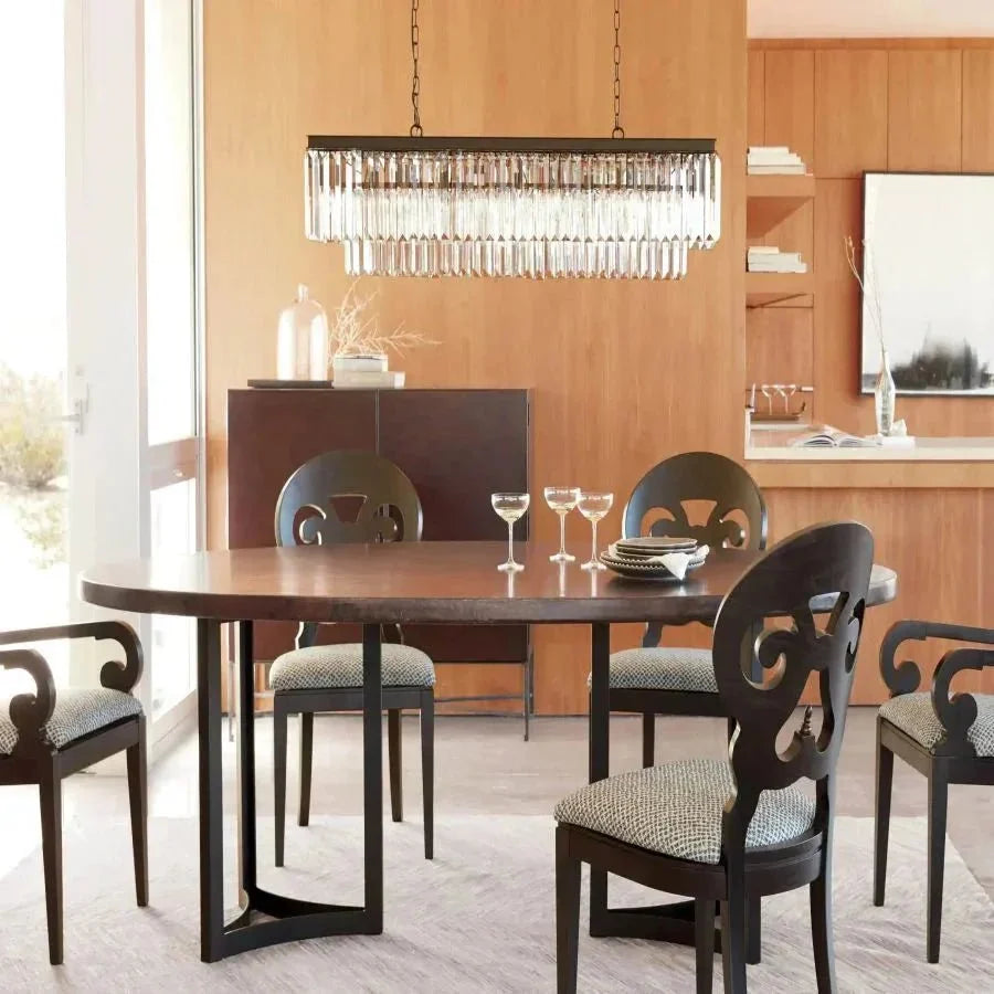 Langley Tiered Rectangular Chandelier in black - modern dining room lighting