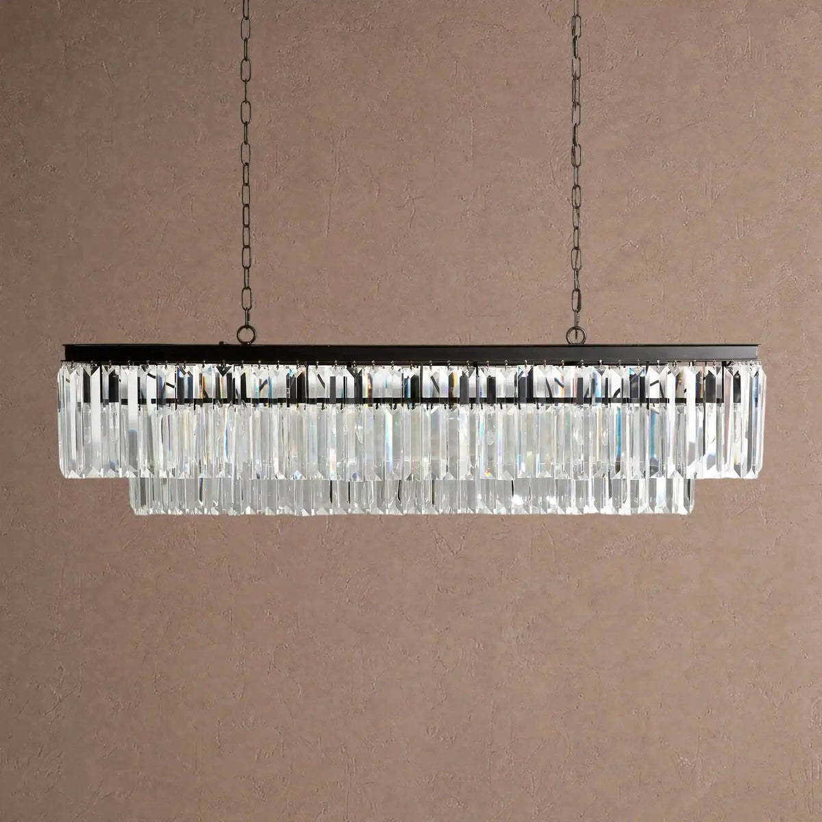 Langley Tiered Rectangular Chandelier - Blackcasivra