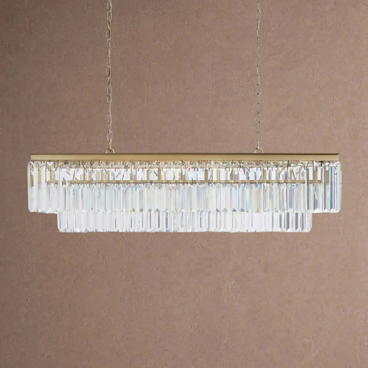 Langley Tiered Rectangular Chandelier - Brasscasivra