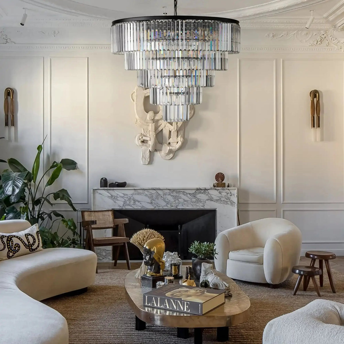 Langley Tiered Round Chandelier - black finish, modern home lighting
