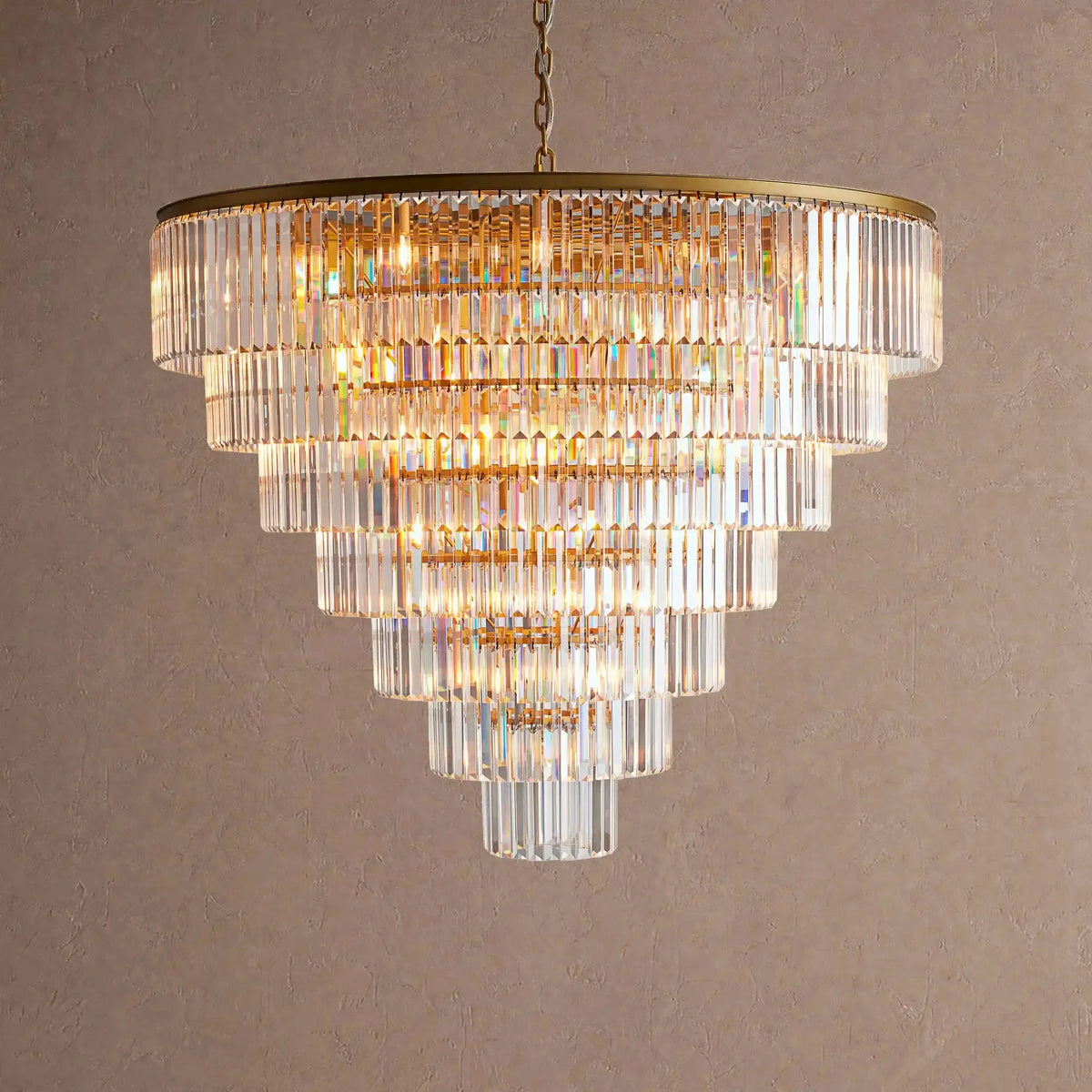 Langley Tiered Round Chandelier - 7-Tier 60″ WBrasscasivra