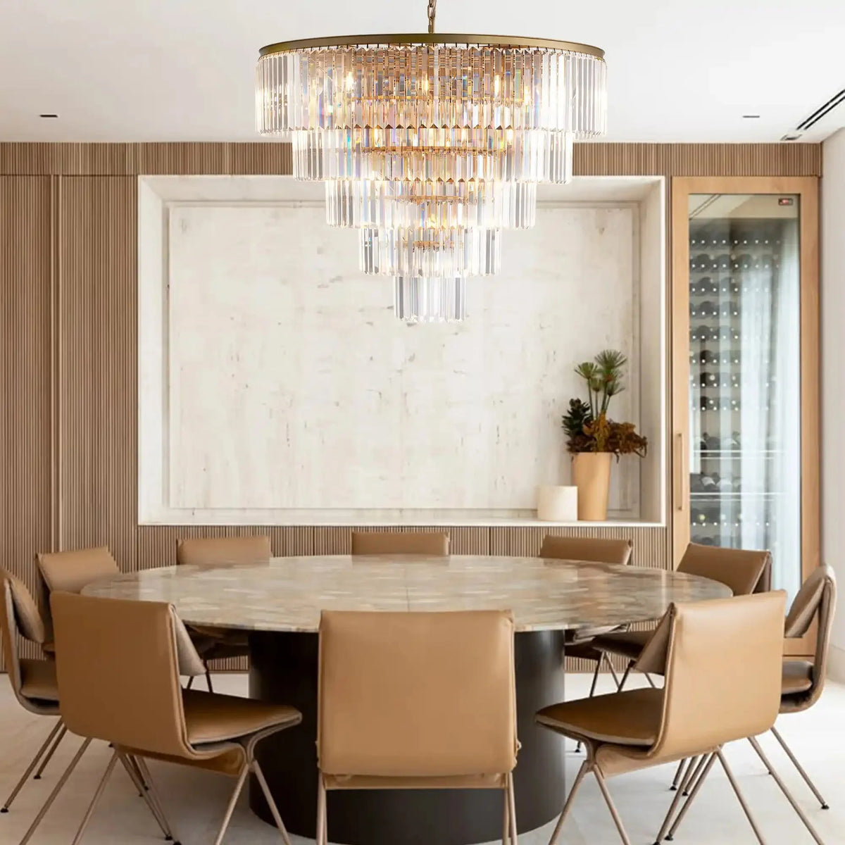 Langley Tiered Round Chandelier in black - foyer lighting