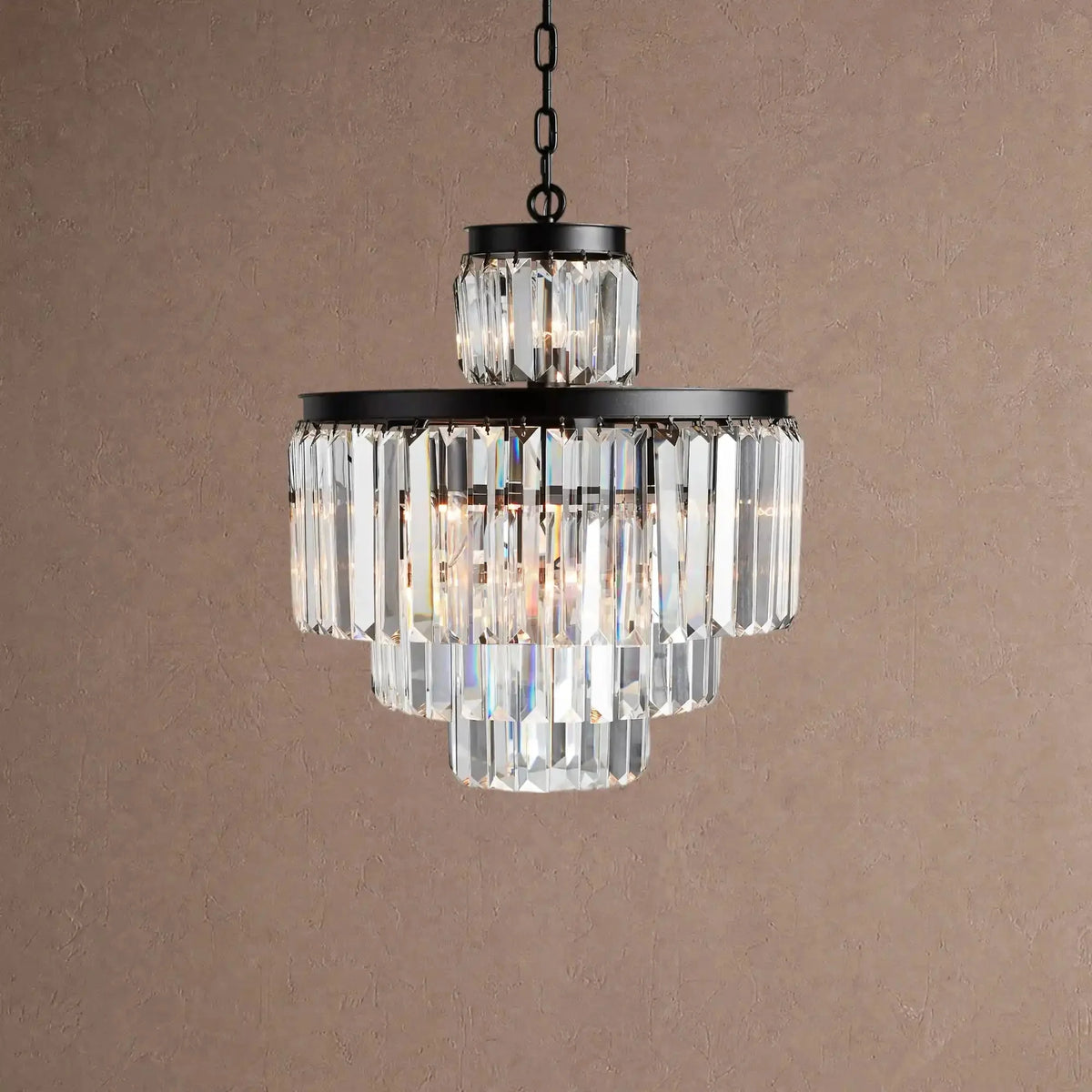 Langley Tiered Round Chandelier Lighting - 11-Light 20.5''Matte Blackcasivra