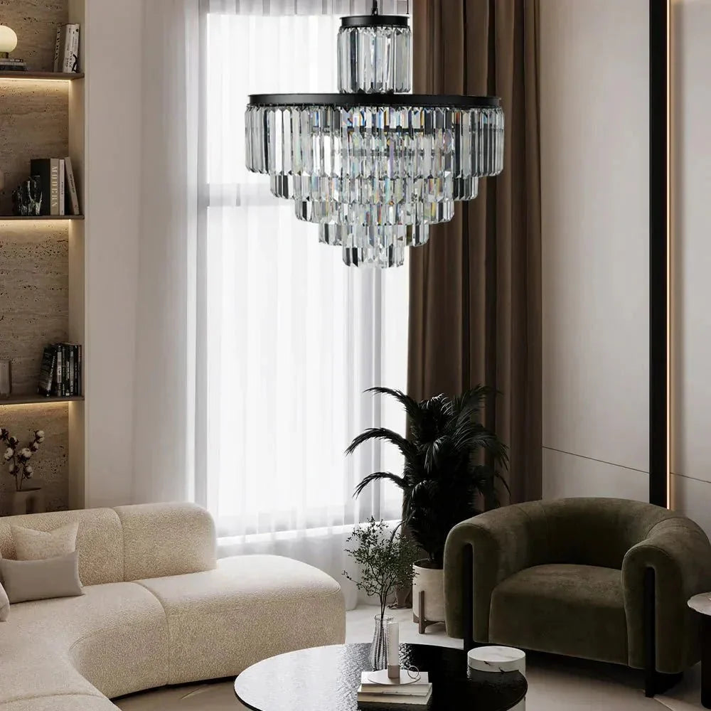 Langley Tiered Round Chandelier Lighting in bronze - modern dining room lighting