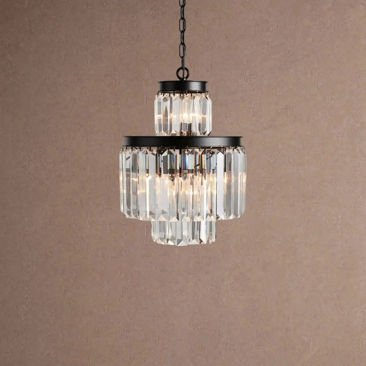 Langley Tiered Round Chandelier Lighting - 6-Light 15''Matte Blackcasivra