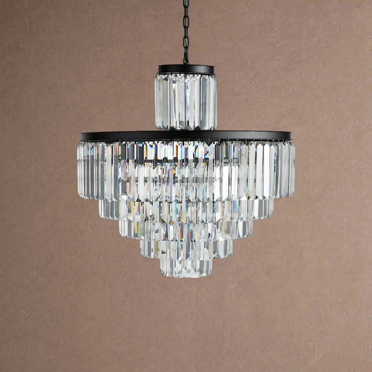 Langley Tiered Round Chandelier Lighting - 22-Light 32.5''Matte Blackcasivra