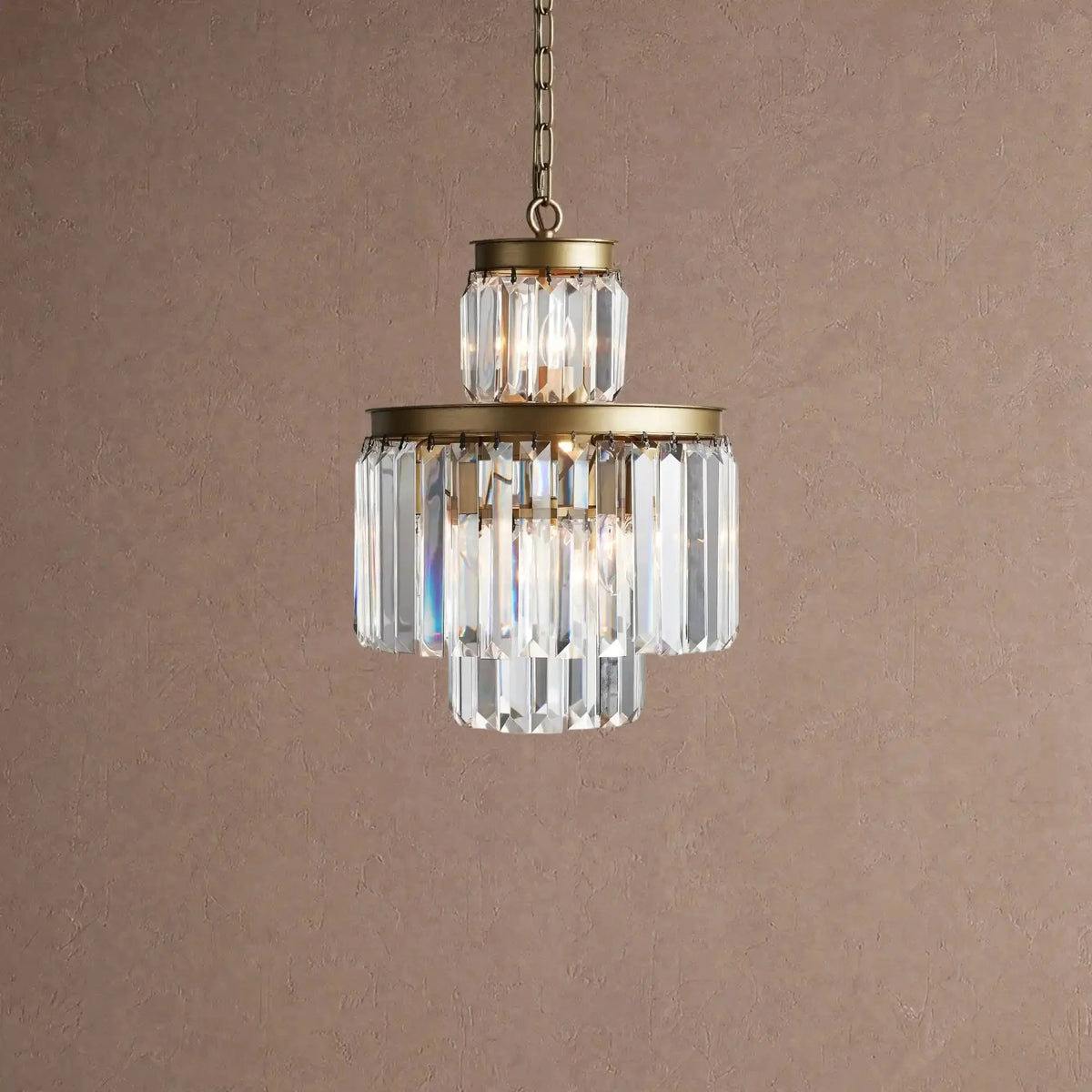 Langley Tiered Round Chandelier Lighting - 6-Light 15''Antique Brasscasivra