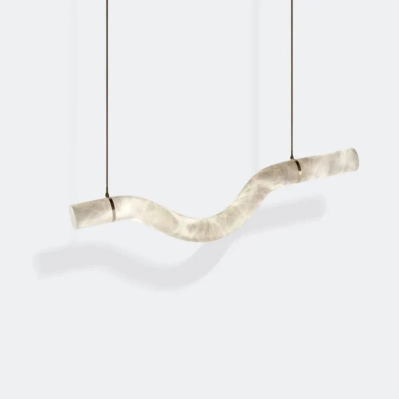 Liberty Curved Pendant Alabaster Chandelier, Pendant Light Over Dining Table - Style ABrasscasivra