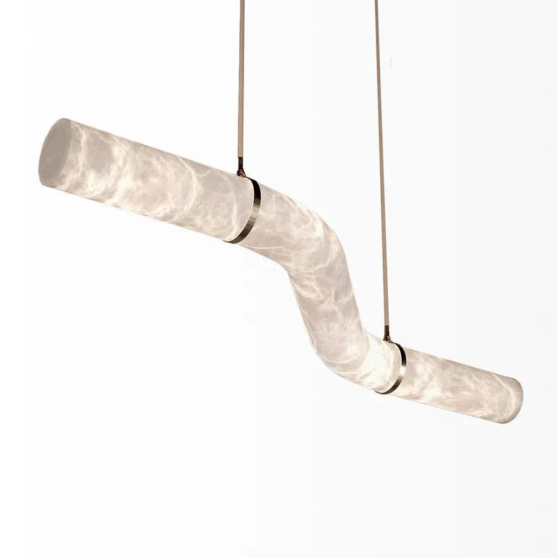 Liberty Curved Pendant Alabaster Chandelier, Pendant Light Over Dining Table - Style ABrasscasivra