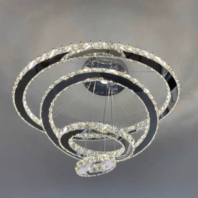 Light Luxury 5/6/7 Rings Crystal Chandelier for Staircase/Foyer/Villa - 2 Rings:Dia(11.8"+19.7")Goldcasivra