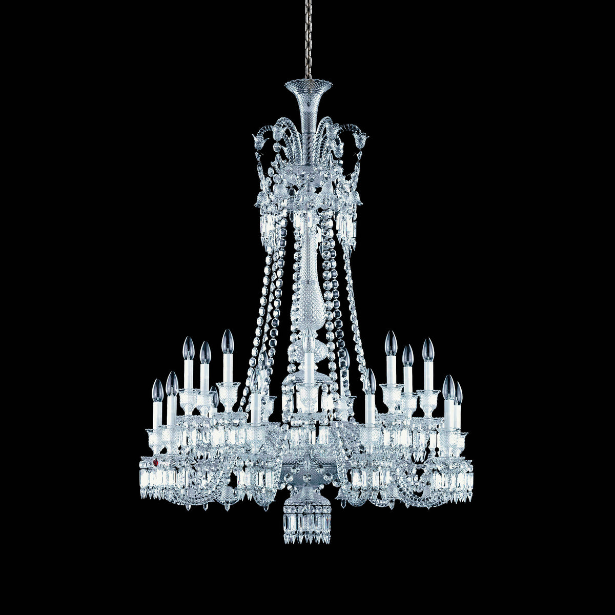 Light Luxury Classic Long Version Tiered Candle Light Crystal Chandelier for High-ceiling Rooms/Living Room - 18 Lights/D40.16"*H53.94"Without LampshadeWarm Lightcasivra