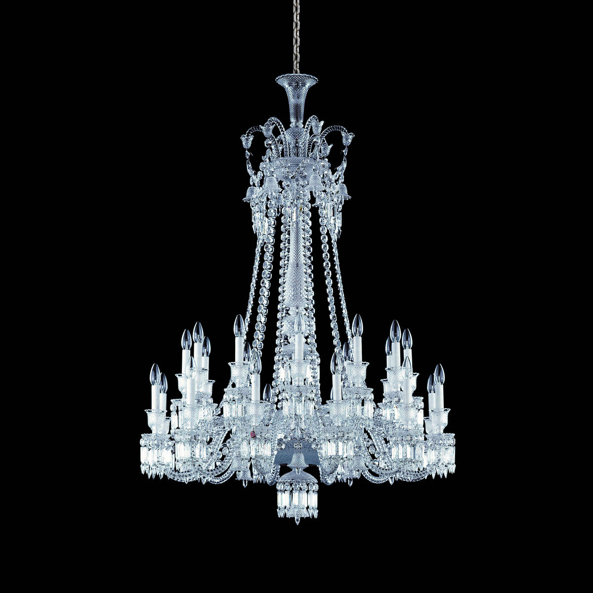 Light Luxury Classic Long Version Tiered Candle Light Crystal Chandelier for High-ceiling Rooms/Living Room - 8 Lights/D26.38"*H44.49"Without LampshadeWarm Lightcasivra