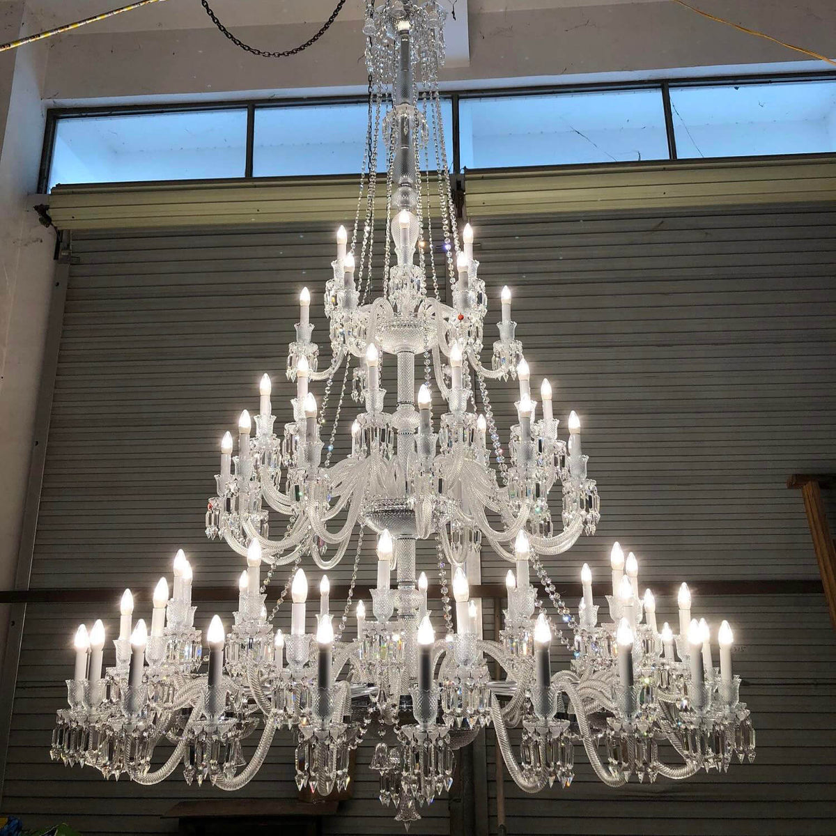 Light Luxury Classic Long Version Tiered Candle Light Crystal Chandelier for High-ceiling Rooms/Living Room - 84 Lights/D79.92"*H124.8"/225kgWithout LampshadeWarm Lightcasivra