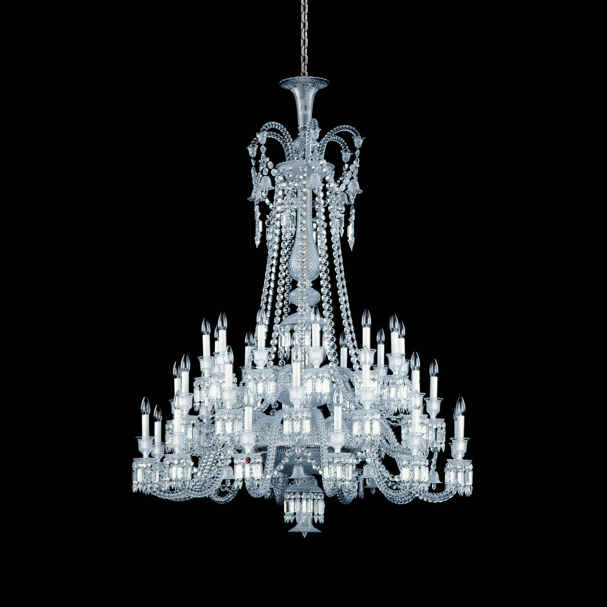 Light Luxury Classic Long Version Tiered Candle Light Crystal Chandelier for High-ceiling Rooms/Living Room - 36 Lights/D51.18"*H67.32"Without LampshadeWarm Lightcasivra