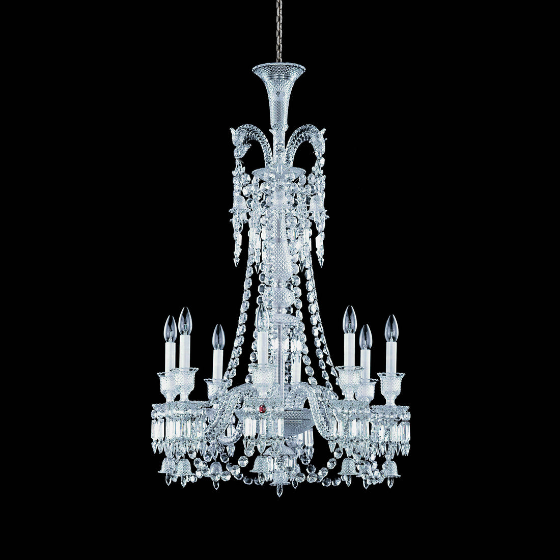 Light Luxury Classic Long Version Tiered Candle Light Crystal Chandelier for High-ceiling Rooms/Living Room - 8 Lights/D26.38"*H44.49"Without LampshadeWarm Lightcasivra