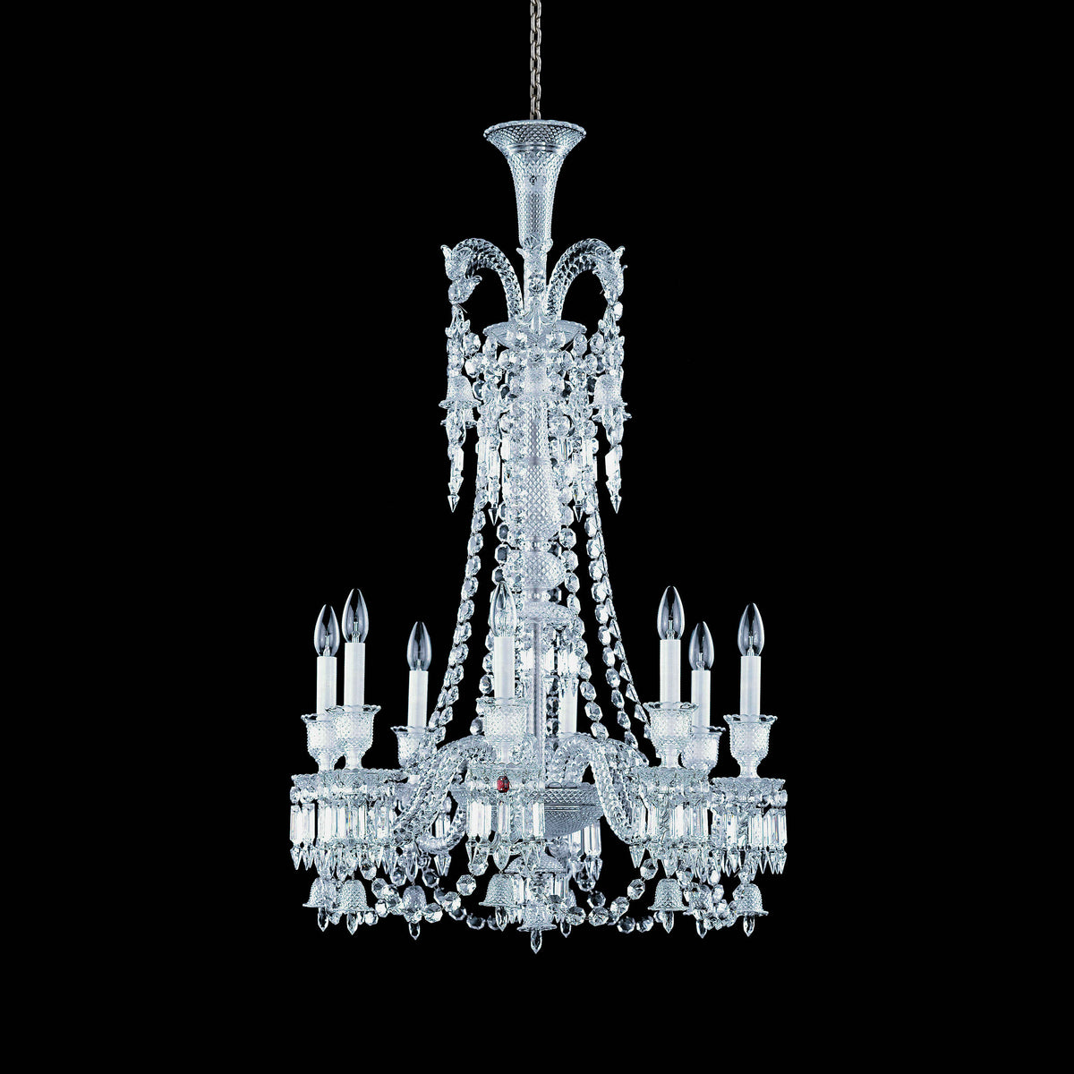 Light Luxury Classic Long Version Tiered Candle Light Crystal Chandelier for High-ceiling Rooms/Living Room - 8 Lights/D26.38"*H44.49"Without LampshadeWarm Lightcasivra