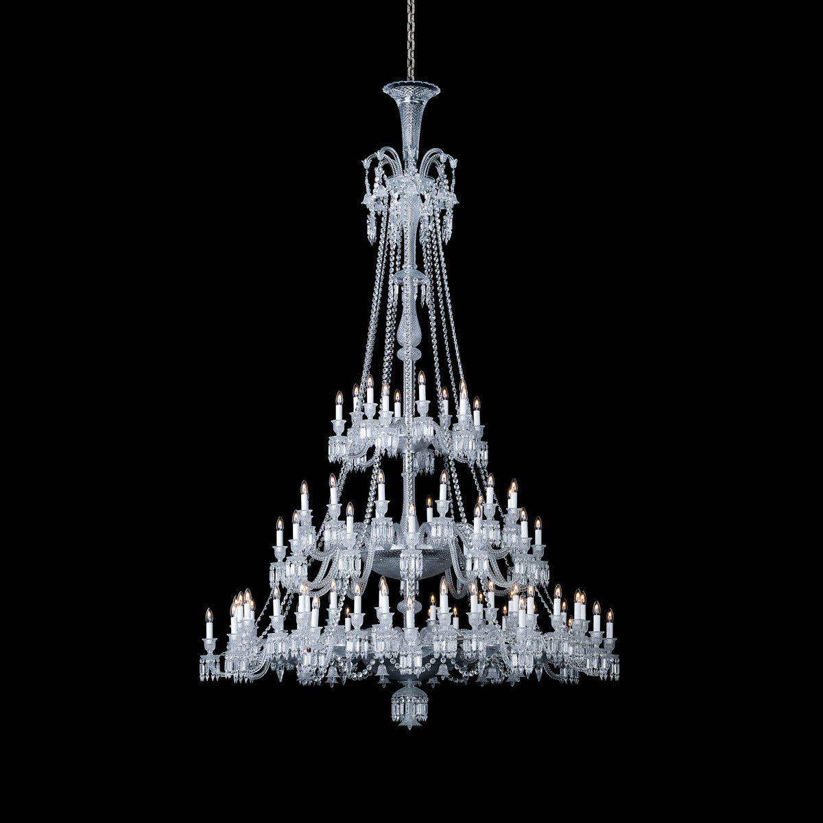 Light Luxury Classic Long Version Tiered Candle Light Crystal Chandelier for High-ceiling Rooms/Living Room - 84 Lights/D79.92"*H124.8"/225kgWithout LampshadeWarm Lightcasivra