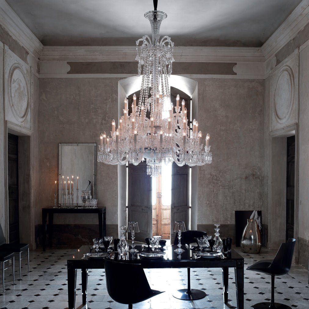 Light Luxury Classic Long Version Tiered Candle Light Crystal Chandelier for High-ceiling Rooms/Living Room - 48 Lights/D55.12"*H77.95"/118kgWithout LampshadeWarm Lightcasivra