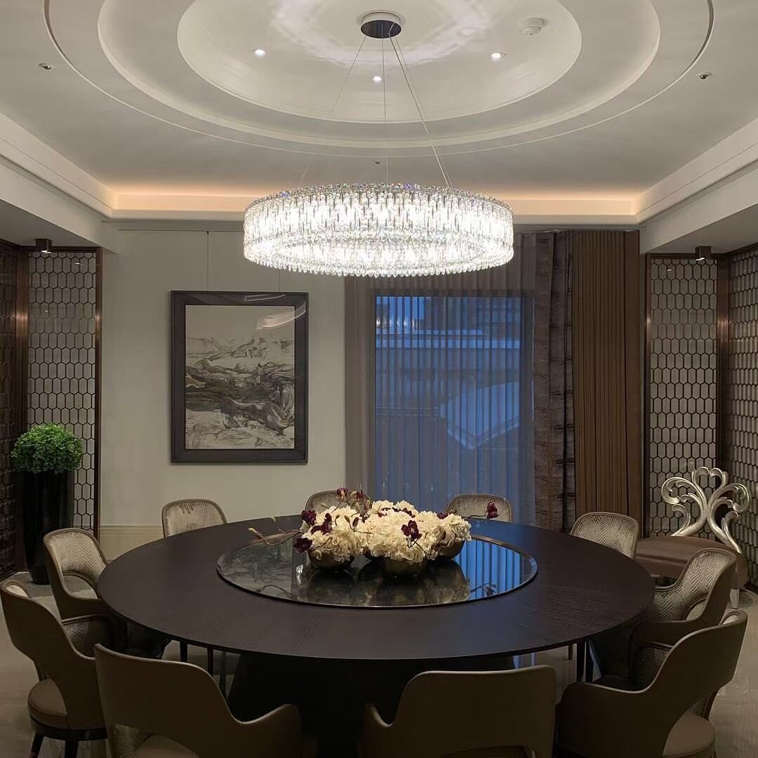 Light Luxury Crystal Beads Drum Collection Flush Mounted/Rectangle/Round Chandelier - Flush Mount/Round/3 Lights/D15.5"*H6.5"/6kgChrome Finish+Stainless Steel Leavescasivra