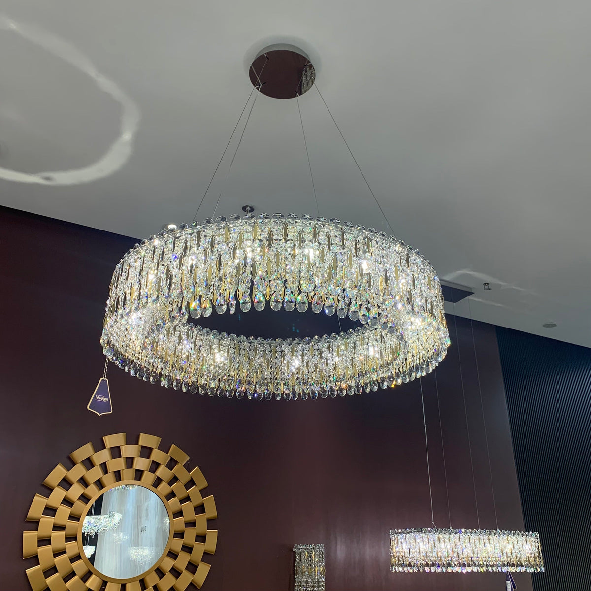 Light Luxury Crystal Beads Drum Collection Flush Mounted/Rectangle/Round Chandelier - Flush Mount/Round/3 Lights/D15.5"*H6.5"/6kgChrome Finish+Stainless Steel Leavescasivra
