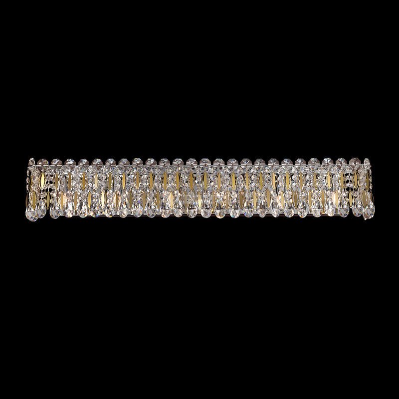 Light Luxury Crystal Beads Drum Collection Flush Mounted/Rectangle/Round Chandelier - Linear Wall Light/L25.2"*W4.33"*H6.3"Chrome Finish+Stainless Steel Leavescasivra
