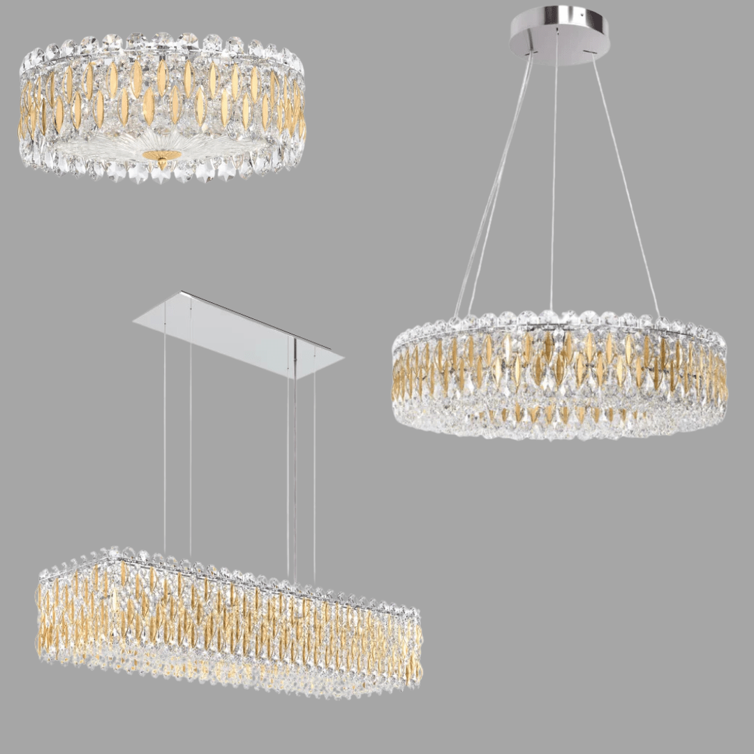 Light Luxury Crystal Beads Drum Collection Flush Mounted/Rectangle/Round Chandelier - Flush Mount/Round/3 Lights/D15.5"*H6.5"/6kgChrome Finish+Stainless Steel Leavescasivra