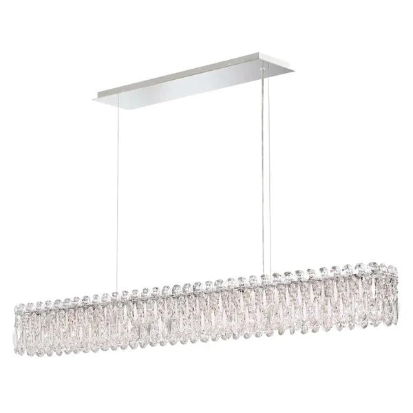 Light Luxury Crystal Beads Drum Collection Flush Mounted/Rectangle/Round Chandelier - Linear/L47.5"*W5"*H5.5"Chrome Finish+Stainless Steel Leavescasivra