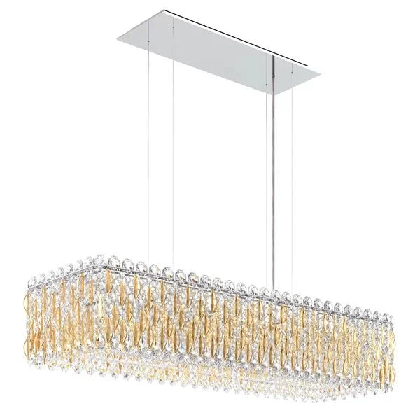 Light Luxury Crystal Beads Drum Collection Flush Mounted/Rectangle/Round Chandelier - Rectangle/13 Lights/L36.5"*W12"*H8"Chrome Finish+Gold Leavescasivra