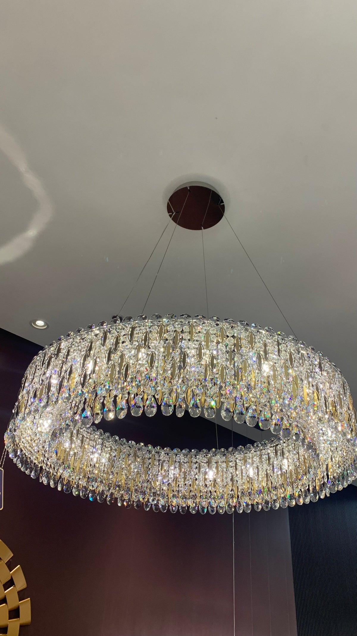 Light Luxury Crystal Beads Drum Collection Flush Mounted/Rectangle/Round Chandelier - Flush Mount/Round/3 Lights/D15.5"*H6.5"/6kgChrome Finish+Stainless Steel Leavescasivra
