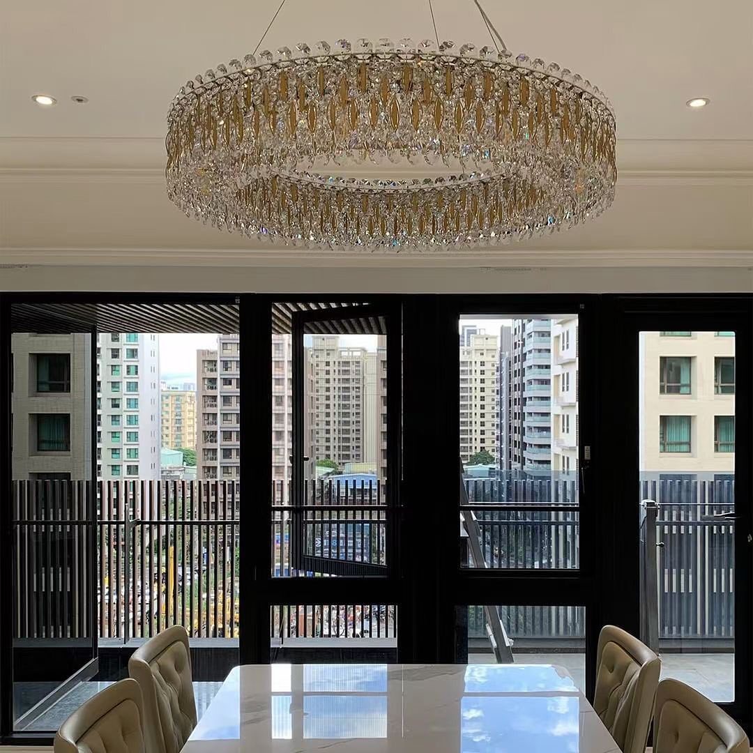 Light Luxury Crystal Beads Drum Collection Flush Mounted/Rectangle/Round Chandelier - Flush Mount/Round/3 Lights/D15.5"*H6.5"/6kgChrome Finish+Stainless Steel Leavescasivra