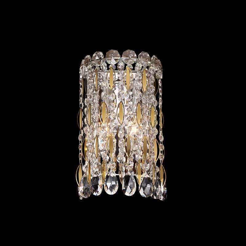 Light Luxury Crystal Beads Drum Collection Flush Mounted/Rectangle/Round Chandelier - Wall Light/L7.09"*W4.72"*H11.02"Chrome Finish+Stainless Steel Leavescasivra