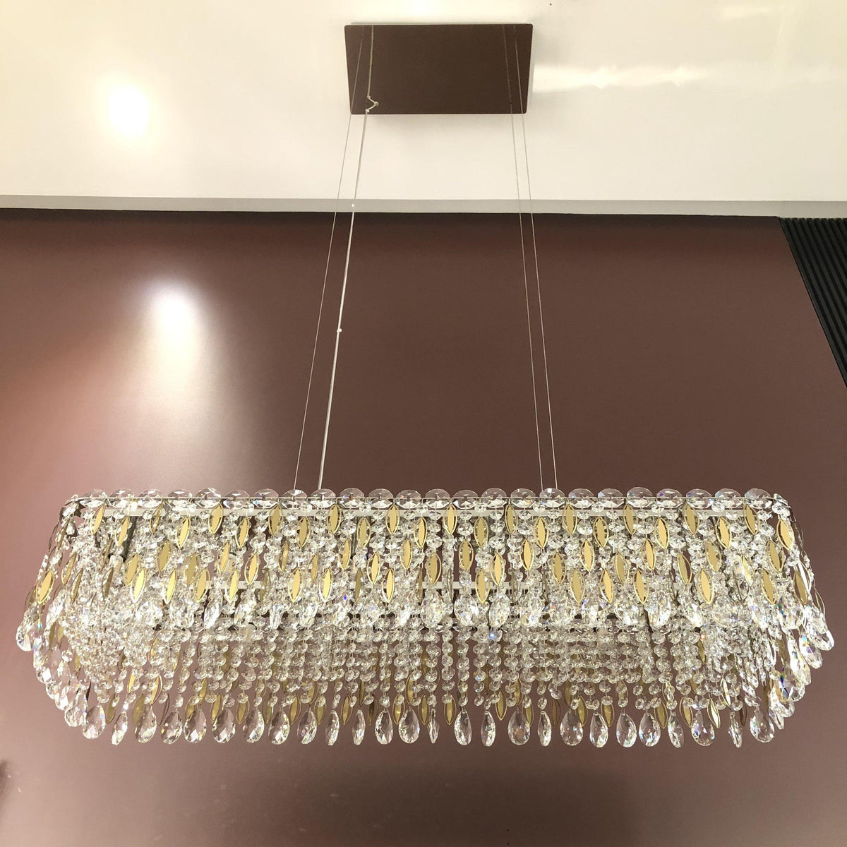 Light Luxury Crystal Beads Drum Collection Flush Mounted/Rectangle/Round Chandelier - Flush Mount/Round/3 Lights/D15.5"*H6.5"/6kgChrome Finish+Stainless Steel Leavescasivra