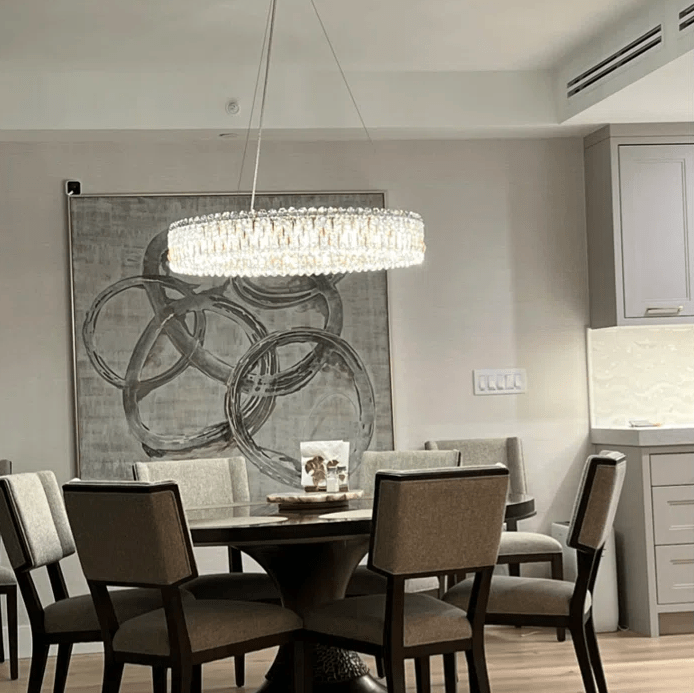 Light Luxury Crystal Beads Drum Collection Flush Mounted/Rectangle/Round Chandelier - Flush Mount/Round/3 Lights/D15.5"*H6.5"/6kgChrome Finish+Stainless Steel Leavescasivra