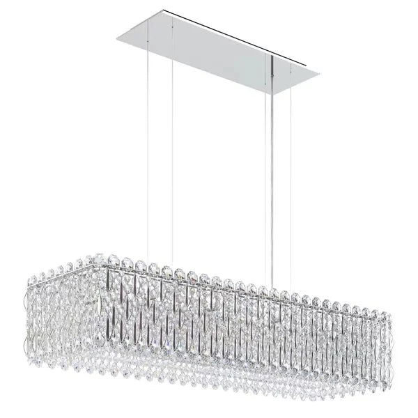 Light Luxury Crystal Beads Drum Collection Flush Mounted/Rectangle/Round Chandelier - Rectangle/13 Lights/L36.5"*W12"*H8"Chrome Finish+Stainless Steel Leavescasivra