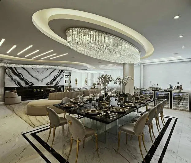 Light Luxury Round/Oval Flush Mount Crystal Chandelier - Oval: L31.5"*W15.8"*H11.8"Warm Lightcasivra