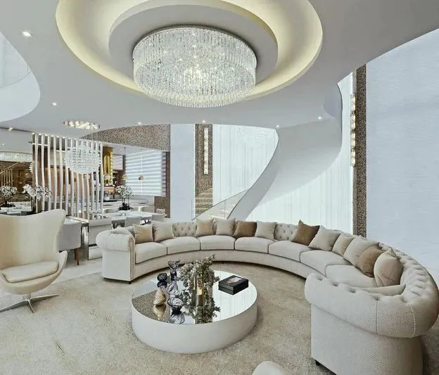Light Luxury Round/Oval Flush Mount Crystal Chandelier - Oval: L31.5"*W15.8"*H11.8"Warm Lightcasivra