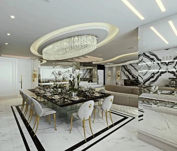Light Luxury Round/Oval Flush Mount Crystal Chandelier - Oval: L31.5"*W15.8"*H11.8"Warm Lightcasivra