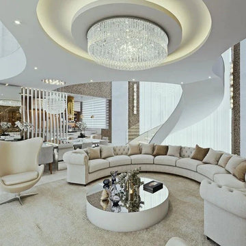 Light Luxury Round/Oval Flush Mount Crystal Chandelier - Oval: L31.5"*W15.8"*H11.8"Warm Lightcasivra
