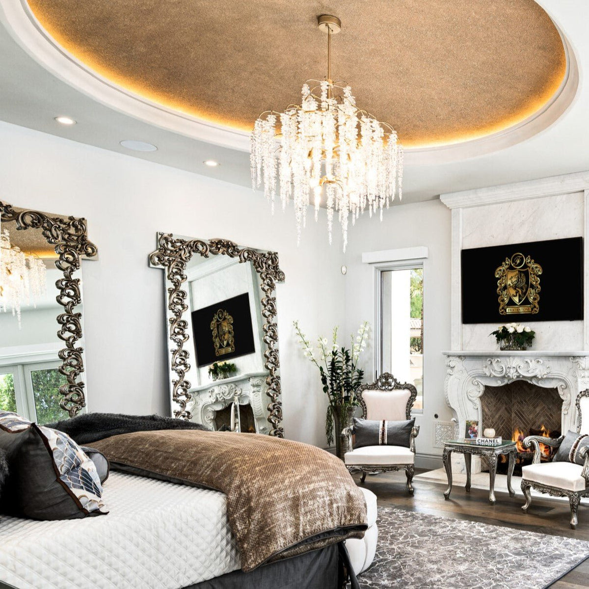 Light Luxury Silver Flower Branch Chandelier with Icicle Details for Bedroom Dining Room and Hallway - 9 Lights/D 23.6"*H 27.8"Warm Lightcasivra