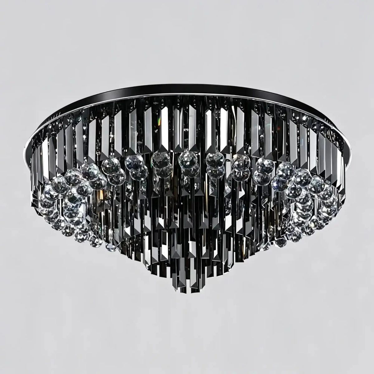 Light Luxury Smoke Gray Round Crystal Flush Mount - D59.28''*H23.8''/107.6kgWarm Lightcasivra