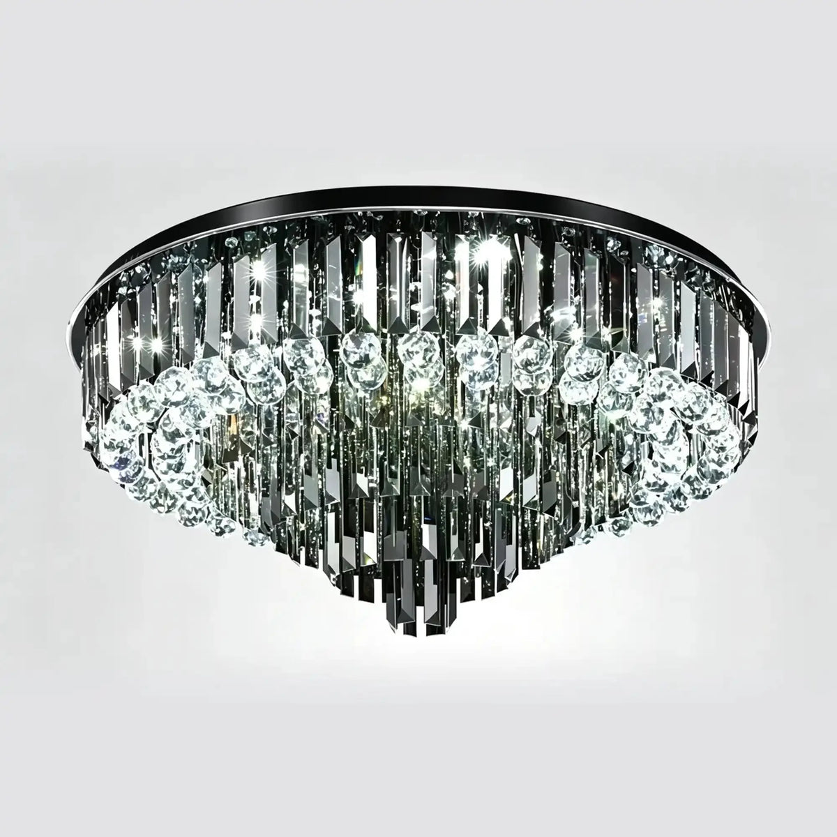 Light Luxury Smoke Gray Round Crystal Flush Mount - D59.28''*H23.8''/107.6kgWarm Lightcasivra